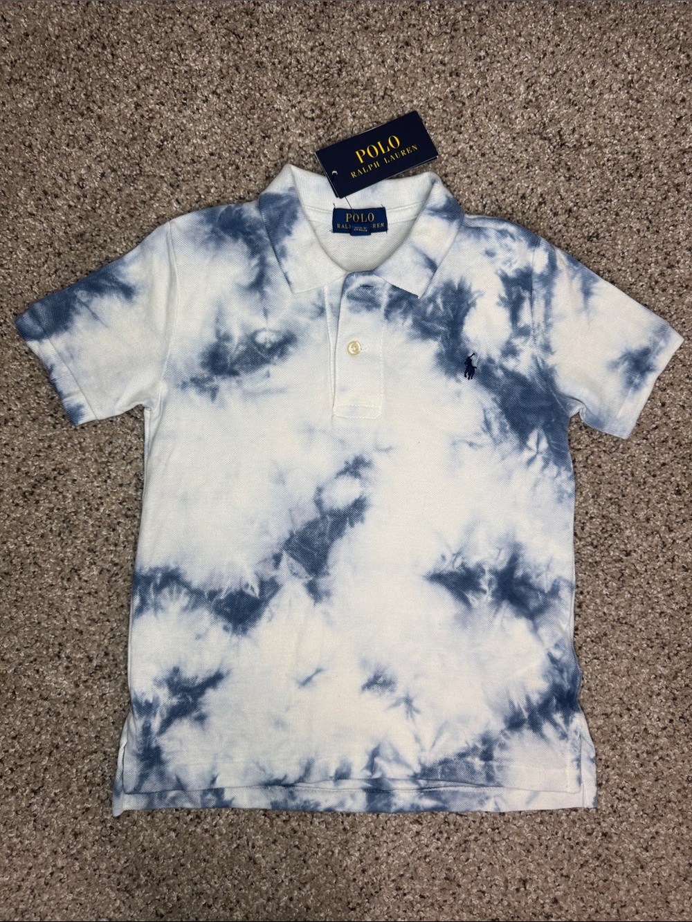 Polo by Ralph Lauren Kids Tie-Dye Polo - Blue & White Size 5